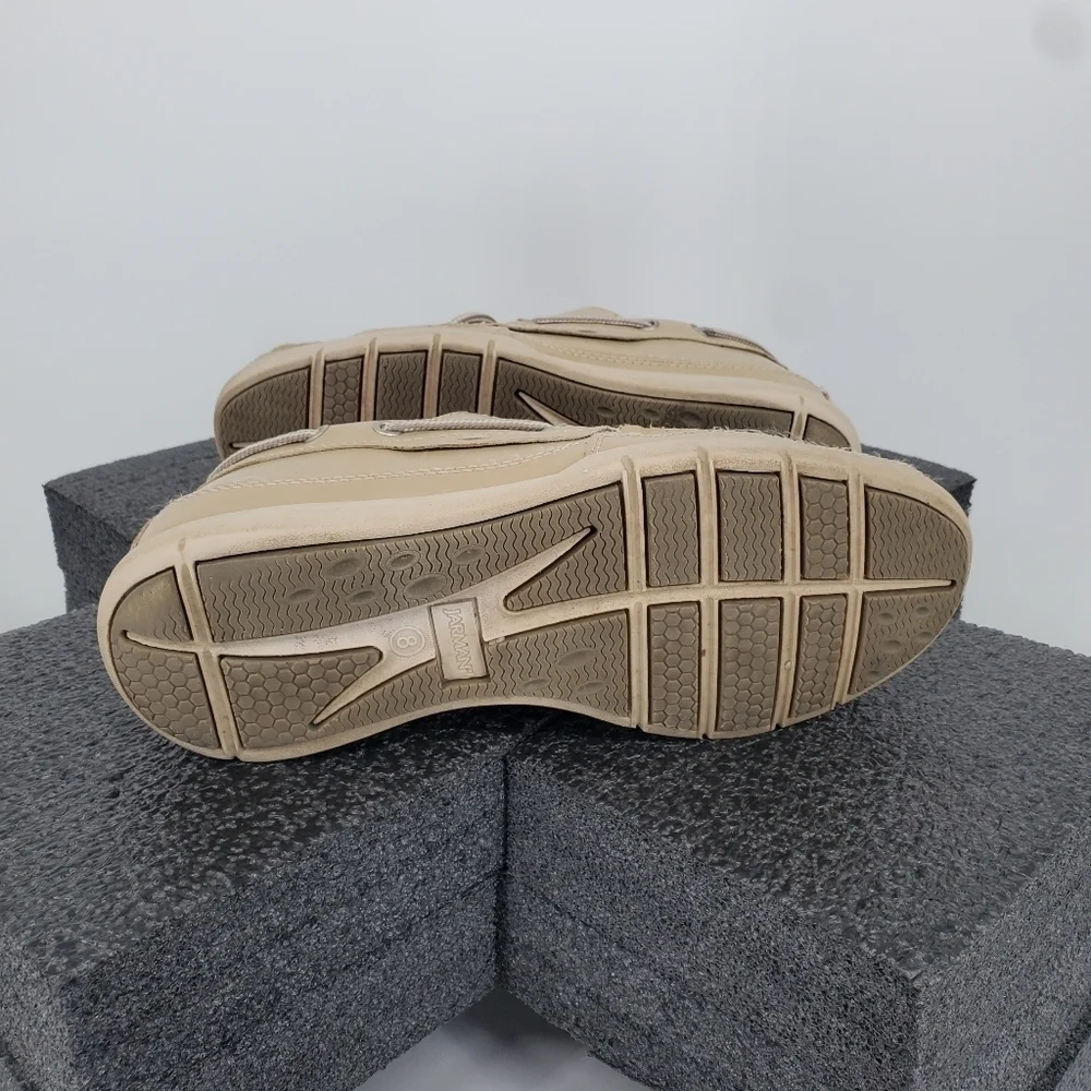 Jarman Classic Men's Boat Shoes Size 8 Tan Khaki All Man Made Deck Shoe Loafer